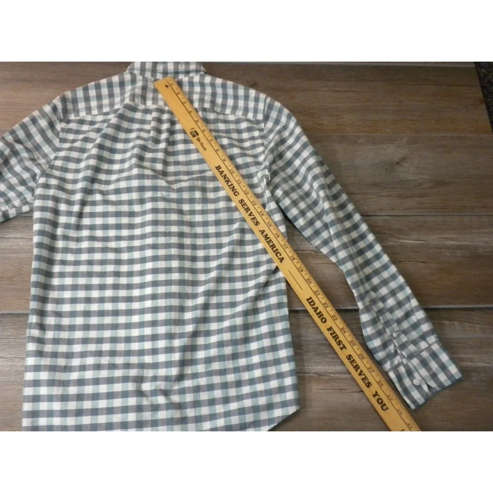 J. Crew Shirt Mens S Green‎ Gray Secret Wash Slim Plaid Button Down Coolmax Prep